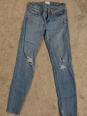 Hudson Jeans Light Blue Skinny Ripped Ankle Jeans